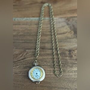 Vintage Molly Stark Hampden Necklace Pendant Watch Gold Tone Chain